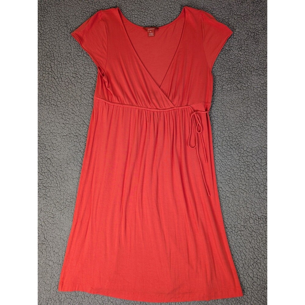 Sundance Elara Orange Dress In Size XL Midi Relaxed Fit Elastic Waist Beach Fun